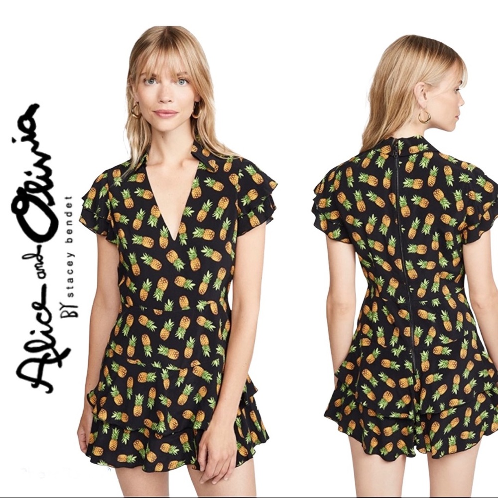 Alice + Olivia Shay Pineapple Romper Mini Dress